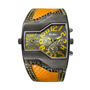 

Quartz Watch Personality Dual Time Zone Personality Punk Large Dial Belt Men's Watches Anniversary Gifts for Husband