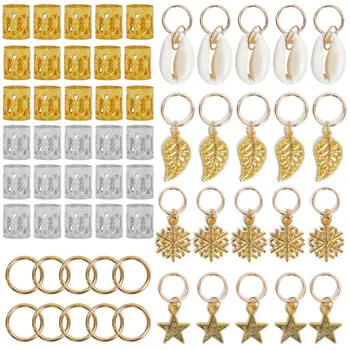 

30/80 Pcs Fashion Shell Hands Leaves Star Conch Snowflake Pendant Charms Rings Set Hair Clip For Women And Men Hair Accessories