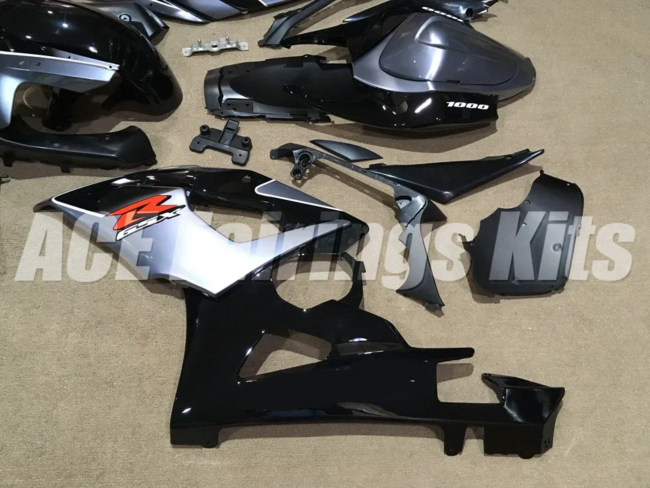 Мотоциклы полные Обтекатели подходят для Suzuki GSXR1000 K5 2005 2006 GSXR-1000 05 06 ABS пластик под заказ черный серебристый