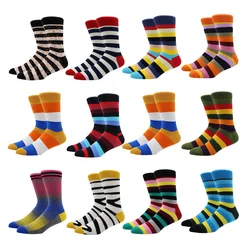 Funny Happy Men Socks Fine Paragraph Diamond Pattern Argyle 3D Long Tube Geometric Funny Large Size Combed Cotton Men Socks