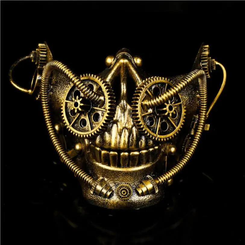 Хэллоуин стимпанк Phantom Маскарад Косплэй маска на пол-лица Для мужчин панк Маска для костюма на Хэллоуин Детский костюм для вечеринок Реквизит