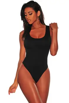 

Black/White Round Neck Tank Bodysuit Woman Sleeveless Bodysuits Thong Female Bodycon Body Tops Clothes Mujer Macacao Feminino