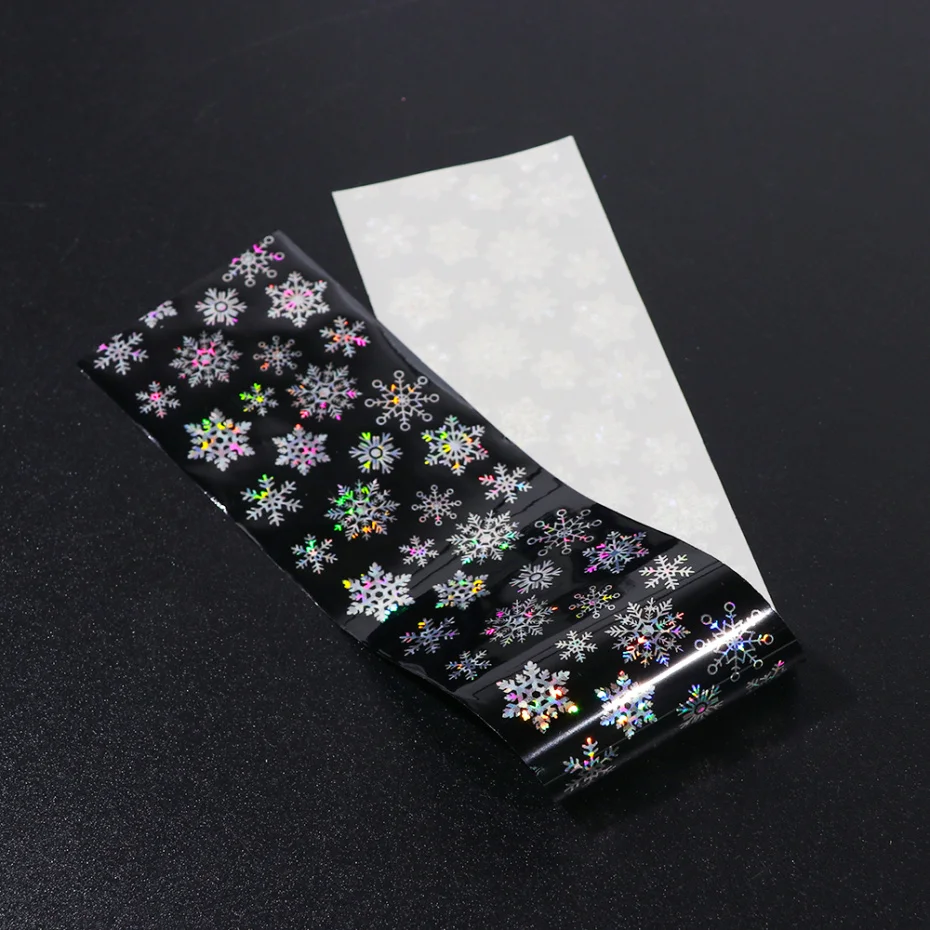 5pcs Christmas Nails Foils Stickers Holo Snowflake Starry Paper Stripe Sliders for Nail Art Decor Full Wraps Foil Set LA751-1