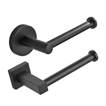 

Stainless Steel Toilet Paper Holder Shelf Painted Black Punching Wall Mounted Home Bathroom Supporter Fixture Accessories