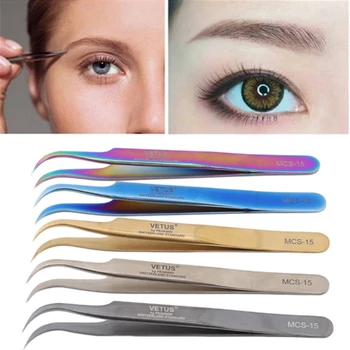 

Curved Extension Tweezers Makeup Stainless Steel Pincet False Eyelash Tweezers Makeup Accessories