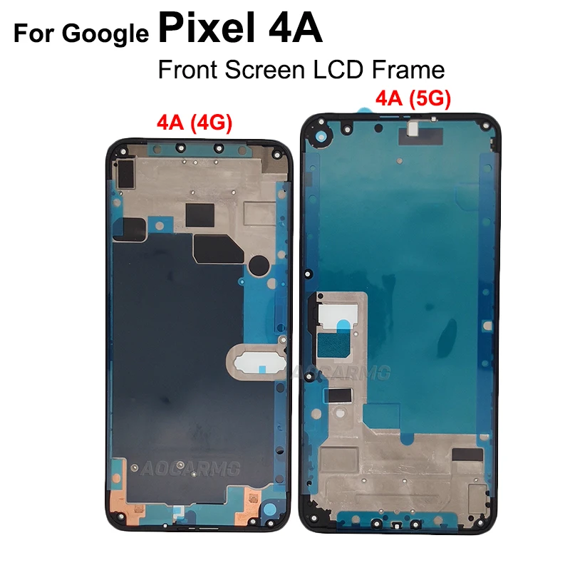 Aocarmo 전면 스크린 LCD 프레임, 구글 픽셀 4A 4G 5G 교체 부품