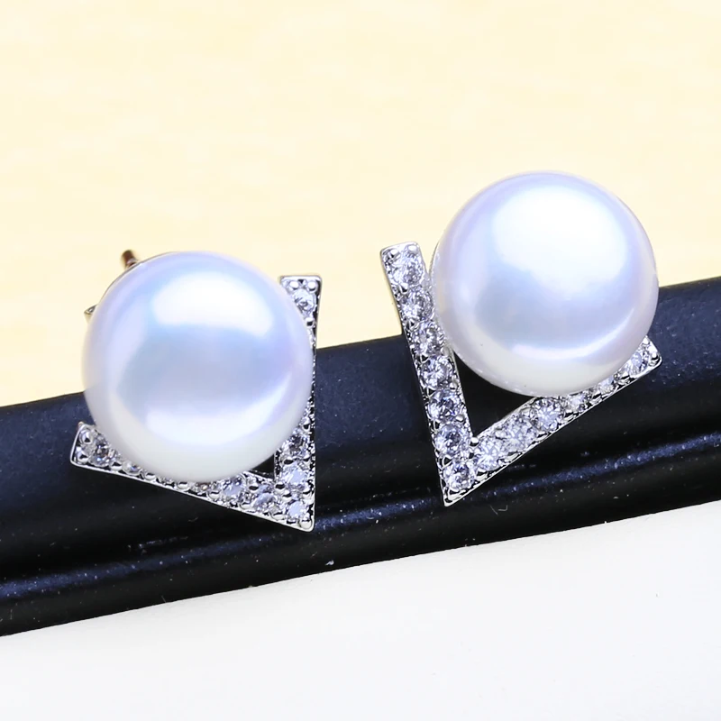 FENASY 925 пробы серебряные серьги гвоздики серьги из натурального пресноводного жемчуга для женщин Рождество мода Бохо ювелирные изделия