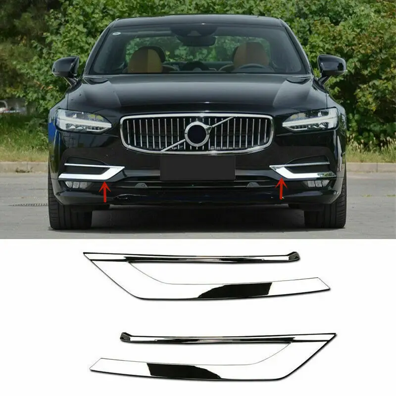 Для Volvo S90- Хром передний бампер для противотуманных фар рельефная Накладка для отделки 2 шт