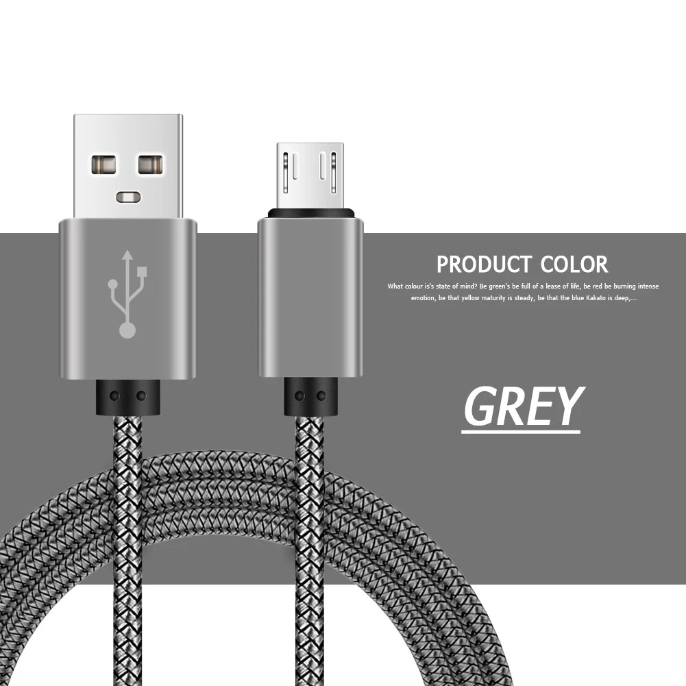 USB A 2,0-Micro B кабель для зарядного устройства, высокоскоростной кабель для зарядки и передачи данных для samsung Xiaomi, смарт-кабель для зарядки и передачи данных, нейлоновая оплетка