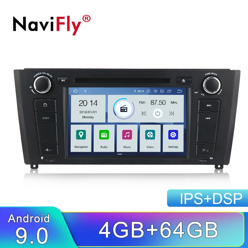 

NaviFly IPS DSP Android 9 Car Dvd GPS Player for BMW 1 Serie E81 E82 E87 E88 I20 2004-2011 Car Radio GPS Navigation WIFI BT RDS