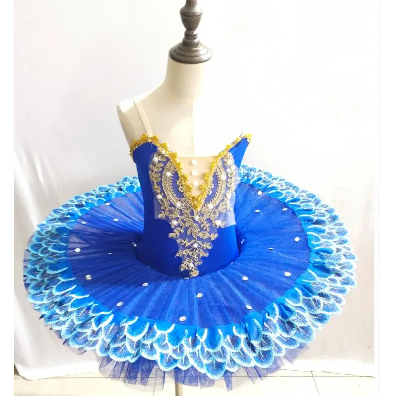 Детское профессиональное балетное платье-пачка, танцевальные костюмы для девочек, детские балерины, балетная пачка, детская одежда для карнавала, джазового танца - Цвет: Синий