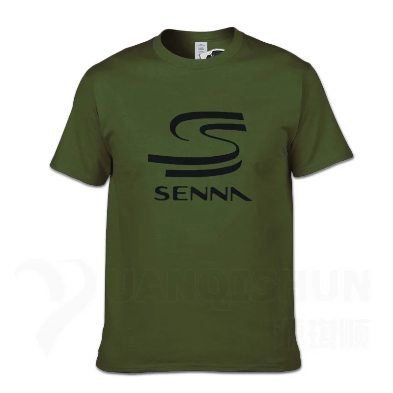 Мужская футболка HERO F1 AYRTON SENNA, мужские футболки, мужская хлопковая футболка с коротким рукавом, Мужская Футболка, большой размер, Camiseta Hombre - Цвет: ArmyGreen 2
