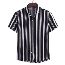 KISSQIQI Summer Men Shirt Short Sleeve Turn-Down Collar Casual Fashion Tops  Multi Color Loose Shirts  Maximum Asian M-3XL