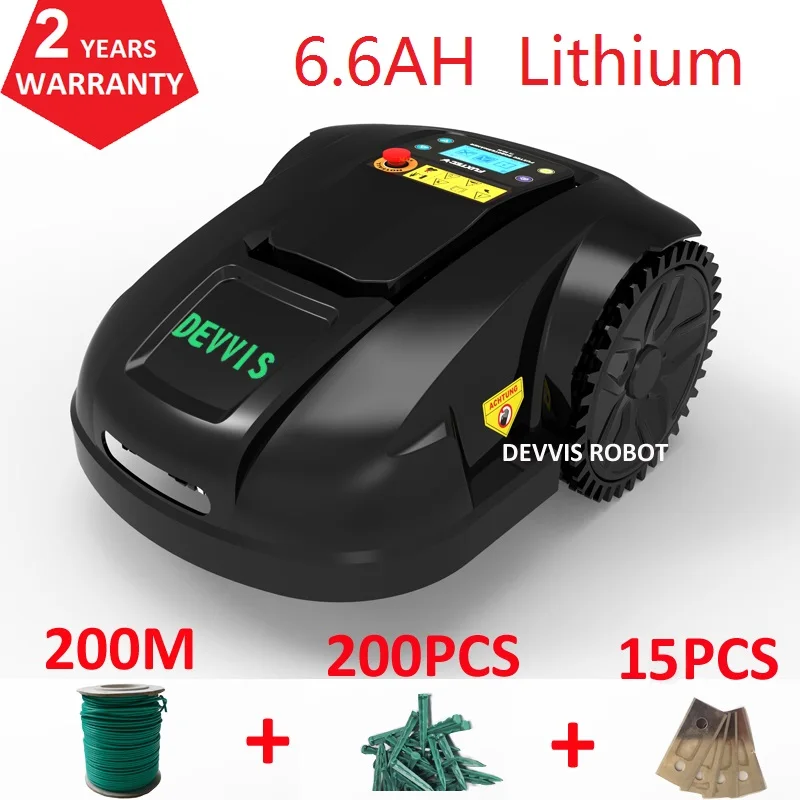Europe Warehouse DEVVIS Automatic Robotic Lawn Mower E1800T For Middle Lawn with 6.6ah lithium batteryWorking Capacity 1800m2