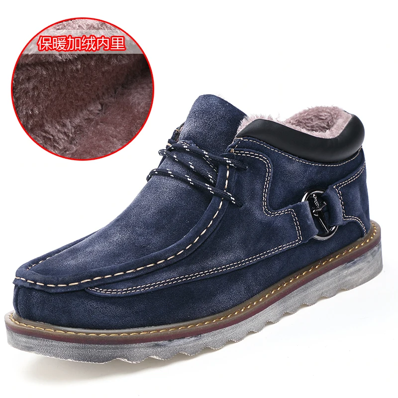 Blue2 Брендовые модные мужские ботинки из коровьей замши; сезон осень-зима; коллекция года; повседневные мужские Ботильоны; удобные мужские ботинки высокого качества - Цвет: Blue2