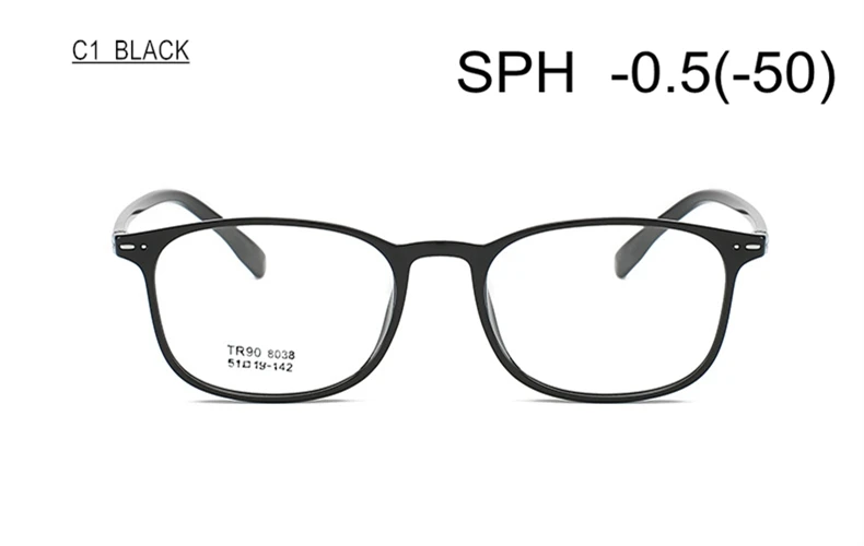 C1 (-0.5) SWOKENCE SPH-0,5 до-6,0 TR90 оправа очки по рецепту для близорукости для женщин и мужчин очки по рецепту для близоруких F121 - Цвет оправы: C1 (-0.5)
