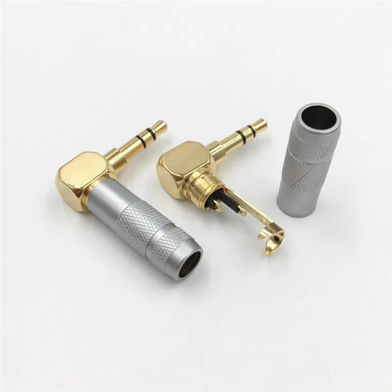 2 Pezzi 3.5mm 3 Poli/4 Poli Maschio Jack Per Cuffie Angolo Retto 90 Gradi 3.5 Spina Audio Mini Connettore A Saldare Fai Da Te - Foto 2