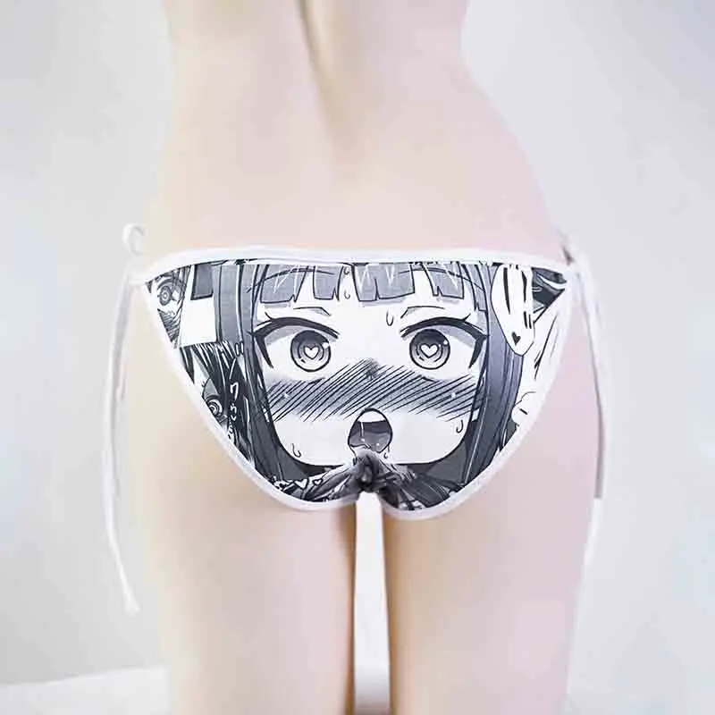 Женские трусики в форме треугольника с милыми рисунками из мультфильмов, женские хлопковые Сексуальные Невидимые трусики на шнуровке с низкой талией, дышащее нижнее белье