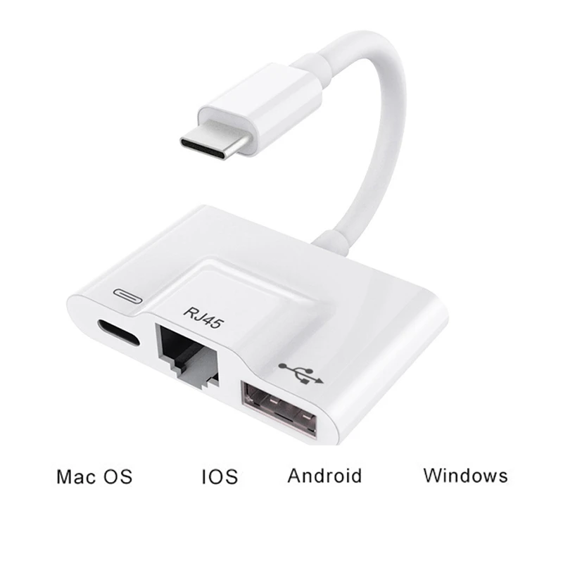 3 в 1 зарядное устройство адаптер для тип-c в Lan 100 Мбит/с Ethernet Rj45 адаптер Otg Usb 3,0 устройство считывания камеры для тип-c смартфона