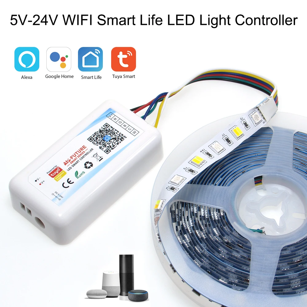 

5-24V Wifi Smart Life APP Single color/CCT/RGB/RGBWW/RGBCCT Smart Light Strip Controller Smart Home work with Alexa Google Home