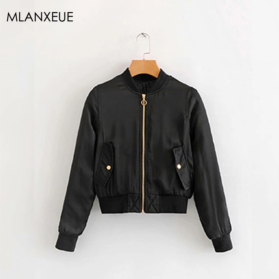 

Casual Bomber Jackets Women Solid Long Sleeve Coat Pocket Zipper Jacket Ladies Streetwear Spring Autumn Coats Cardigan Outerwear