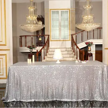 

Silver sequin tablecloth glitter round rectangular sequin tablecloth wedding party tablecloth sequin decoration