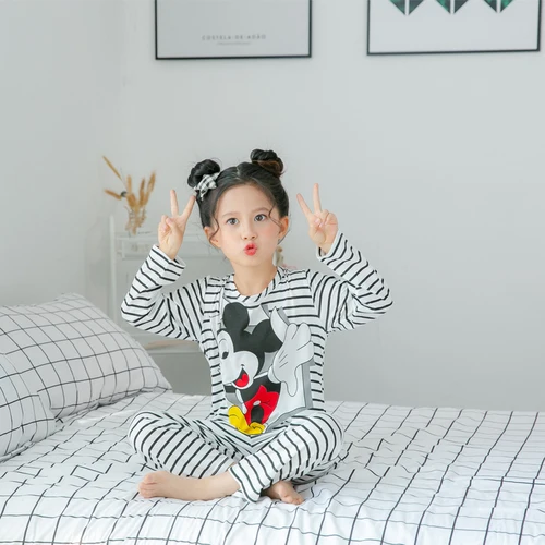 C G tiao wen mi qi New Arrivals Autumn Winter Girl Pajamas Set Baby Long Sleeved Sleepwear Suit Big Girls Nightwear Pants Girl Tops Kids Gift - Цвет: C G tiao wen mi qi