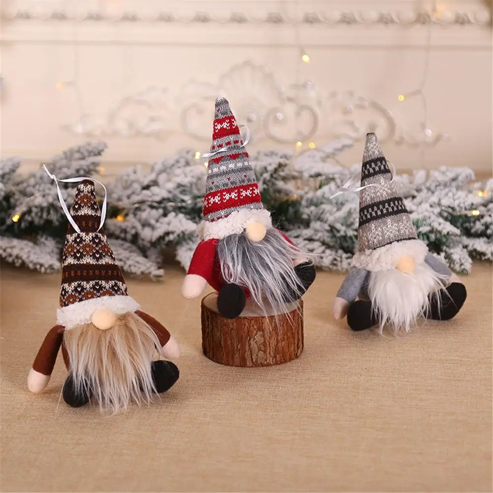 Новогодняя длинная борода лесная кукла Рождественская елка подвеска мини вешалка для кукол Рождественское украшение креативное сидение для дома