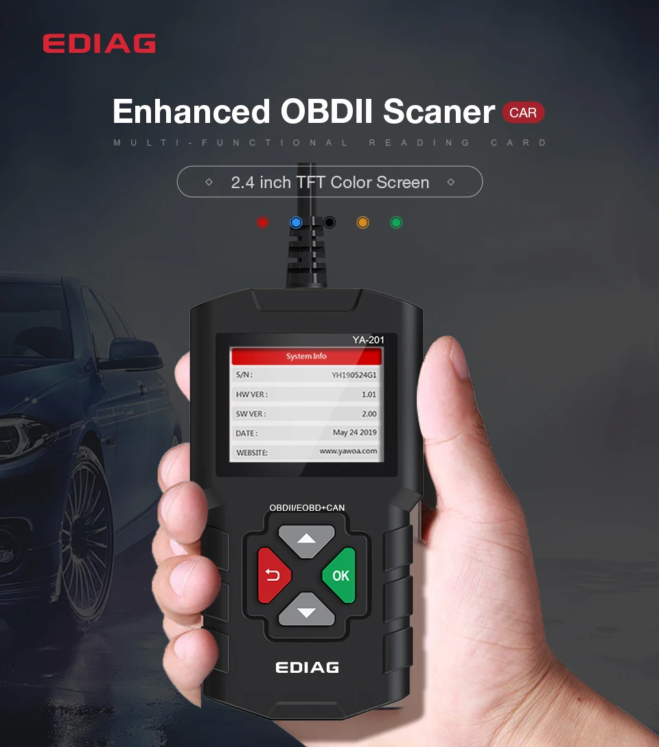 Ediag YA201 полный OBDII/EOBD код считыватель граф данных сохранение/воспроизведение реальные 16Pin OBD2 диагностический инструмент Бесплатное обновление PK AL319