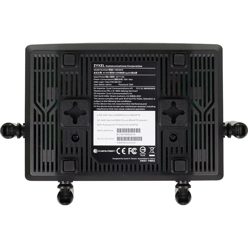 Роутер беспроводной Zyxel NBG6615-EU0101F AC1200 10/100/1000BASE-TX белый