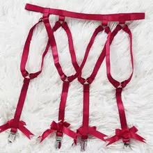 Бант ремень-подвязка пояс клетка Талия чулки с подтяжками 4 пояса ремень эластичная Регулировка выдалбливают бандаж Готический рейв фетиш одежда