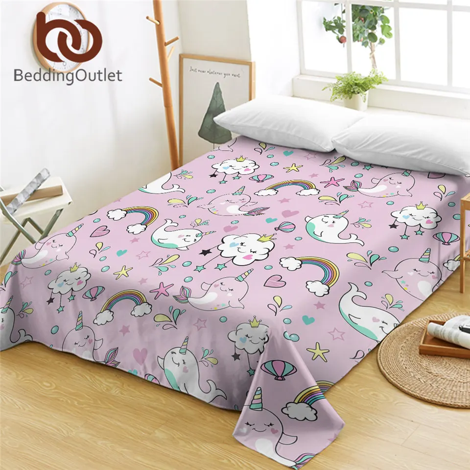 Постельное белье BeddingOutlet с изображением китов простыня из микрофибры рисунком