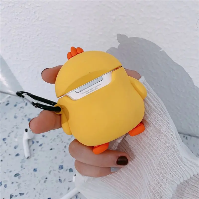 Для AirPods чехол с маленькими мультипликационными желтыми курица Защитная крышка для Airpods 12