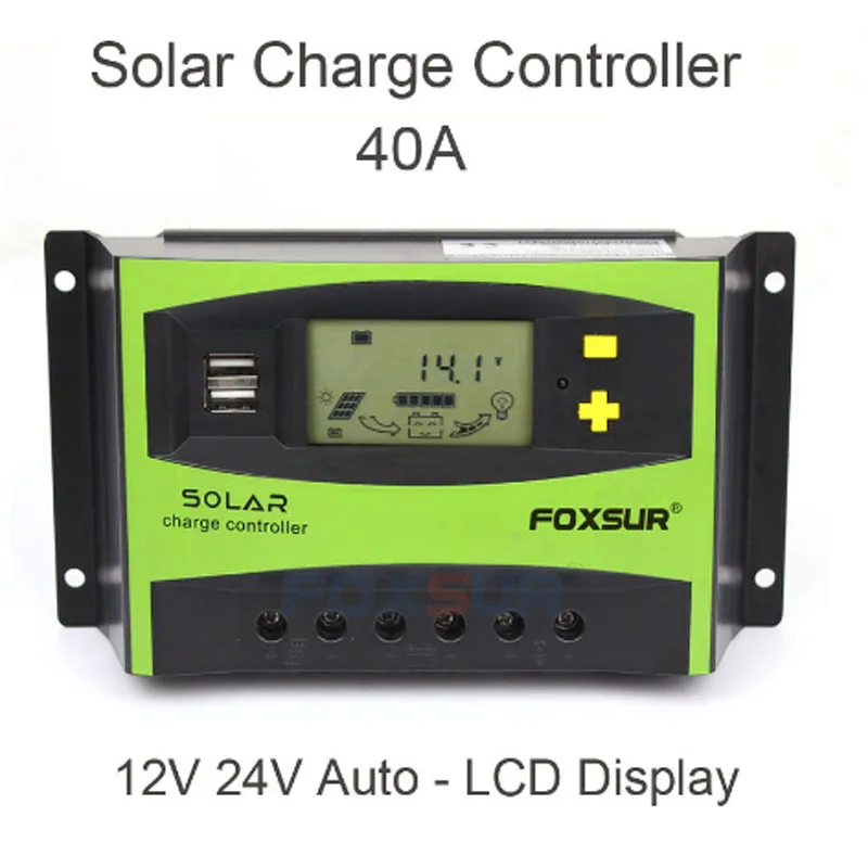 40A PWM 12 В 24 в Солнечный контроллер заряда Авто lcd Солнечная Панель Регулятор разряда заряда с 5 в USB, регулируемый параметр
