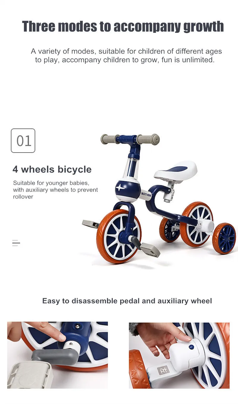 3 in 1 Kids Balance Bike Baby Push Bicycle For 2 3 4 Ages Child Toddler Learn to Ride Walker Multifunction Kids Ride on Toy