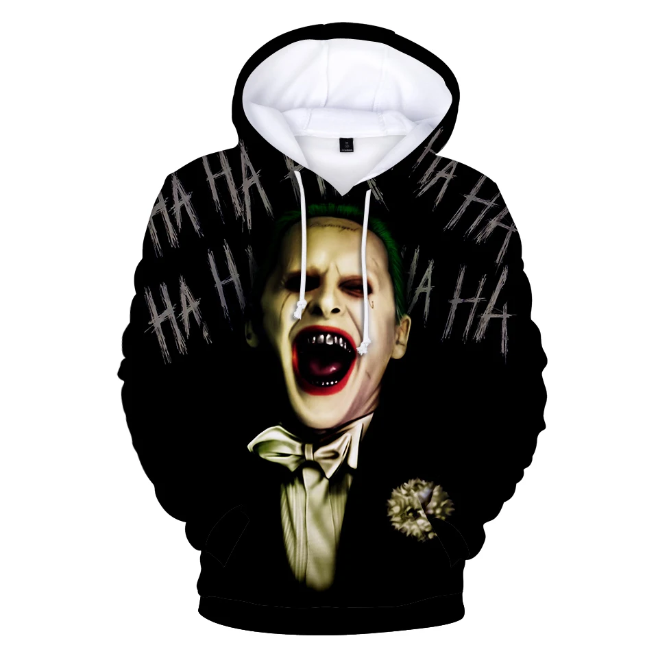 Повседневный Забавный пуловер HAHA Joker с 3D рисунком на Хэллоуин Crazy Smile толстовки