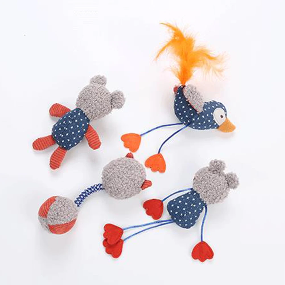 Pet Cats Kitten Plush Cute Frog Bear Owl Shape Doll Interactive Play Chew Toy