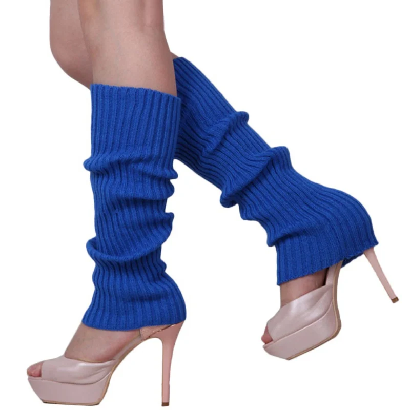 Осень Зима Европейская и американская мода женские трикотажные ножки сплошной цвет яркие шерстяные носки теплые сапоги носки для улицы - Цвет: DL