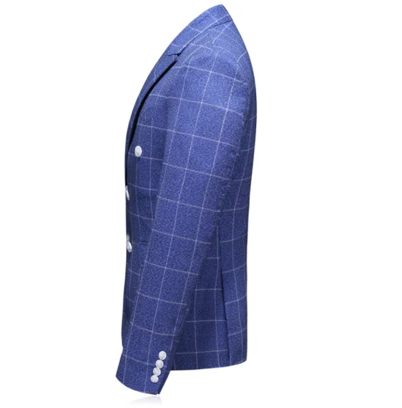Классический Клетчатый полосатый мужской деловой костюм Slim Fit мужской костюм, пиджак и брюки с жилетом модный двубортный мужской свадебный костюм
