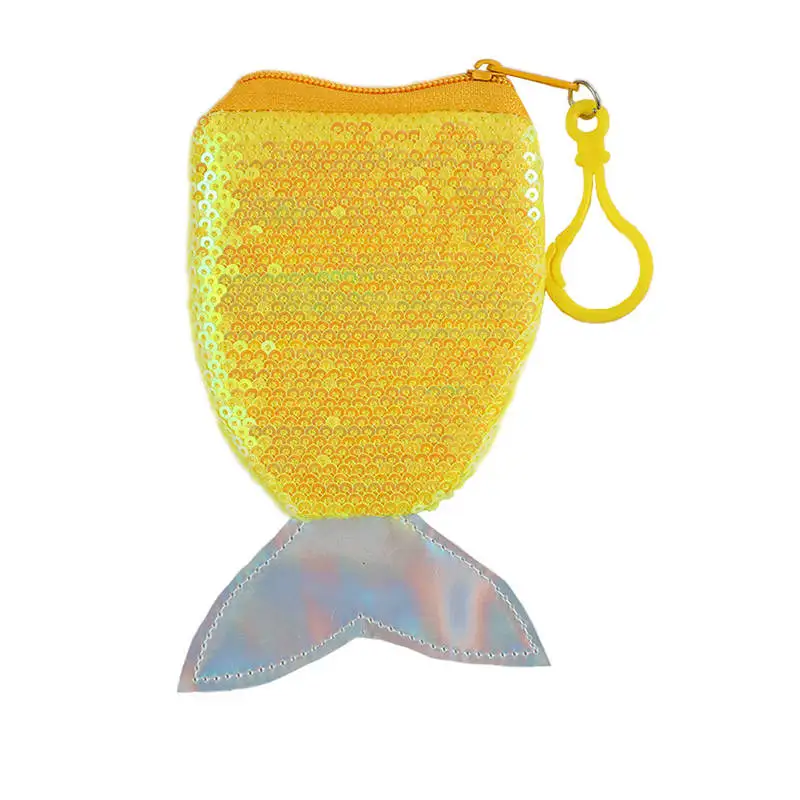 Женский Детский кошелек с блестками и хвостом русалки для девочек, мини-кошелек, клатч, сумочка для хранения, подарок на день рождения, Рождество - Цвет: Цвет: желтый