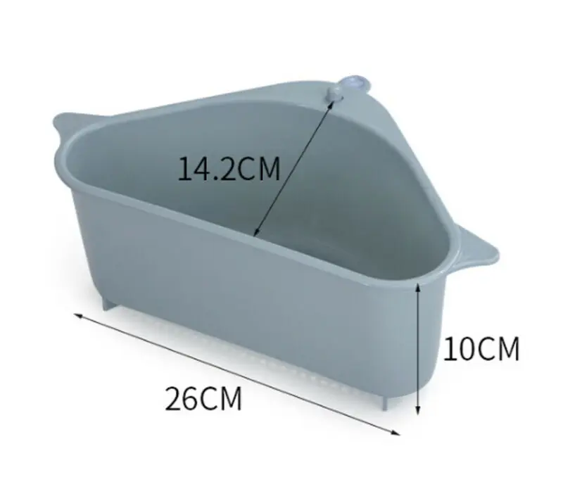 Triangle Shape Water Drain Basket Plastic Sponge Holder Basket Storage Rack Kitchen Supplies Pool Sucker Cup Storage Shelves