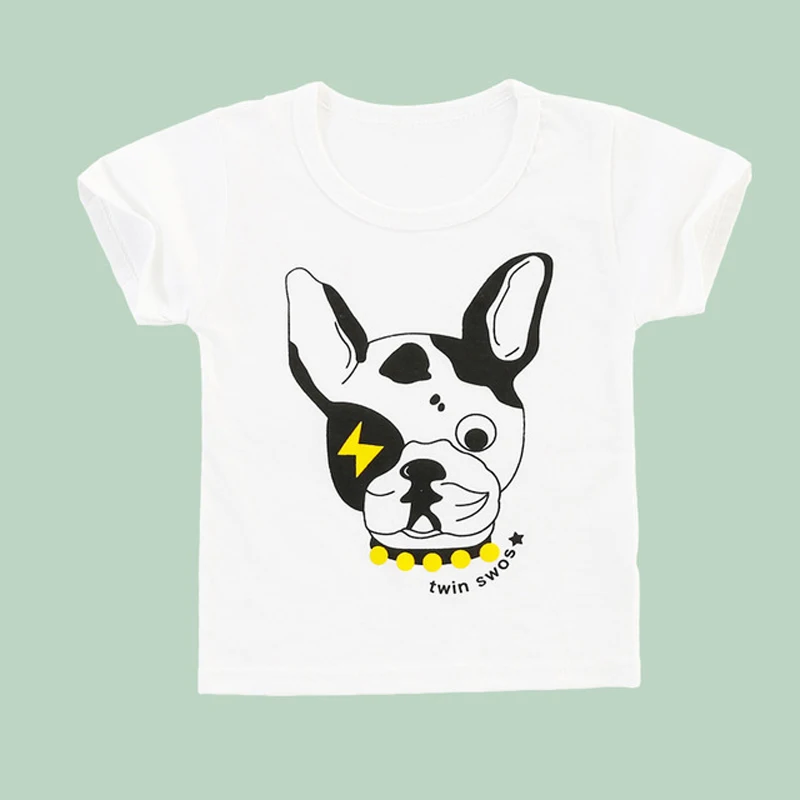 White Animal Print Casual T Shirt For Boys Girls Clothing Summer Cotton Short Sleeve Tee Shirts Baby Kids Tops Cartoon Tee (5) - 副本