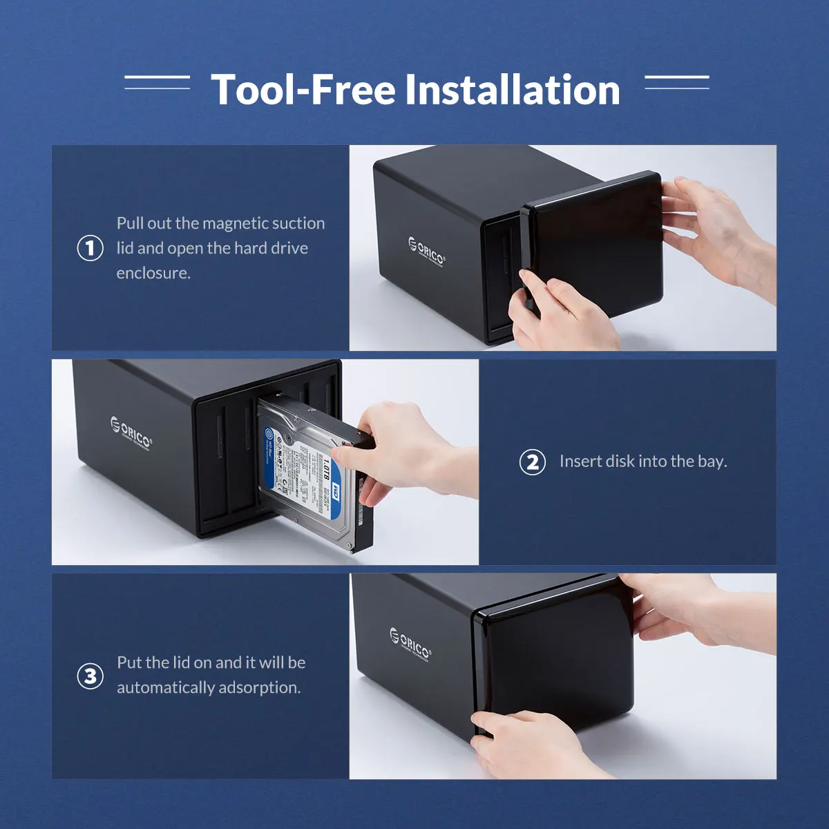 ORICO NS Series 2 Bay 3.5'' Type C with RAID HDD Docking Station Support Max 32TB 48W Power HDD Enclosure Aluminum HDD Case 3.5 hdd enclosure usb powered