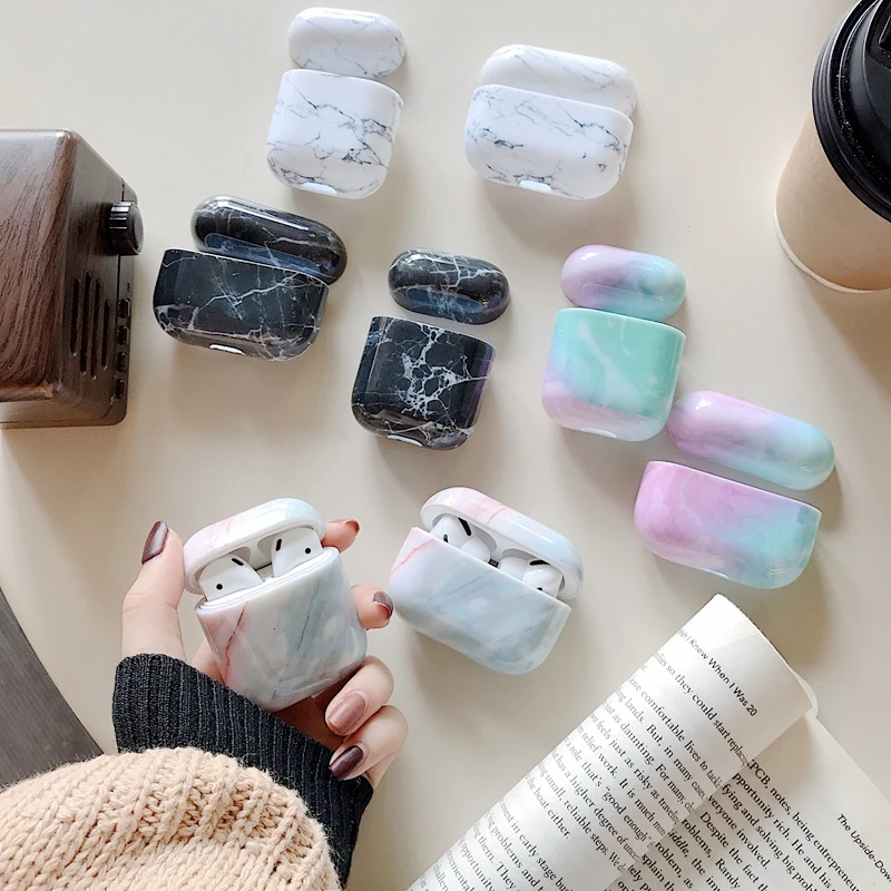 Модный мраморный беспроводной чехол Bluetooth для наушников apple airpods Pro жесткий s 2 3