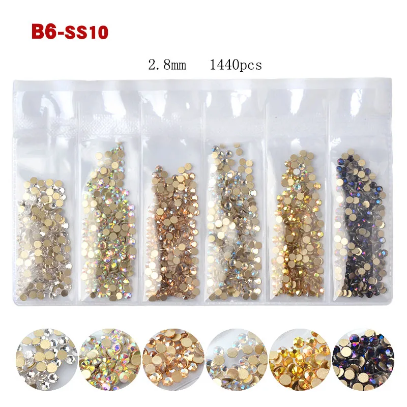 1 упаковка SS3-SS20 горный хрусталь кристалл Ab 3D дизайн ногтей драгоценные камни прозрачный с плоским основанием, не патч алмаз - Цвет: B6-SS10  1440pcs