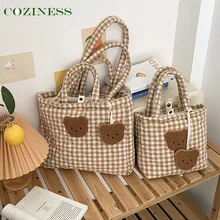 Cooless – sac à main ours mignon pour maman, grande capacité, bandoulière simple, Design à carreaux marron, nouveaux arrivages, automne et hiver