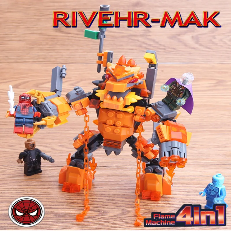 

4pcs/lot Marvel Avenger Ultimate Quinjet Super Heroes Spiderman Iron Man Building Blocks Bricks Children Toy Birthday Gifts