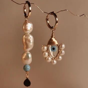 

Evil Eye 'Stephanie' Mix Earrings freshwater pearls BECK JEWELS DUO EVIL EYE EARRING