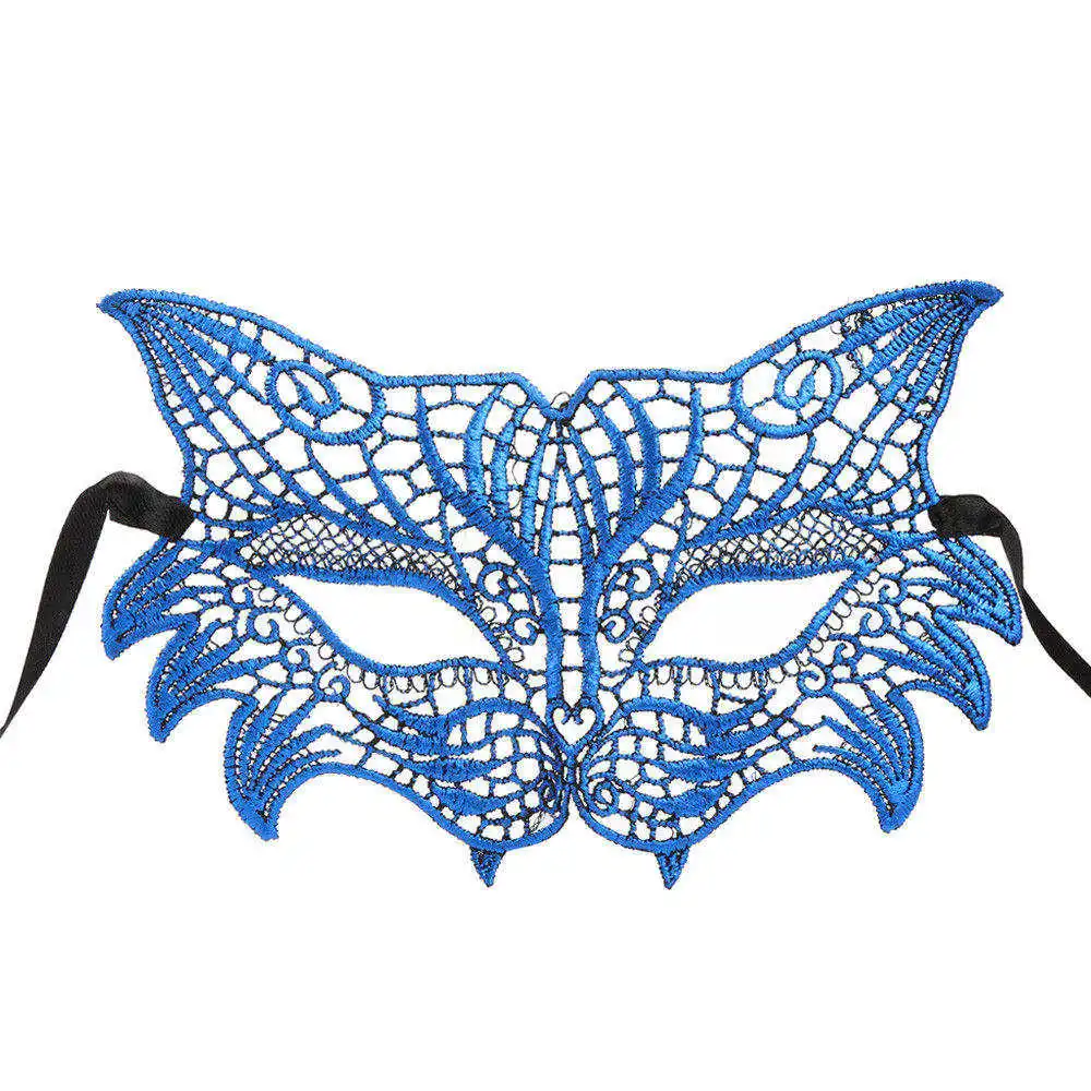 Маскарадный кружевной маска женщина-кошка на Хэллоуин, Вечерние Маски для выпускного вечера, аксессуары для принцесс, маска для сексуальных лисичек, маски для глаз - Цвет: Blue
