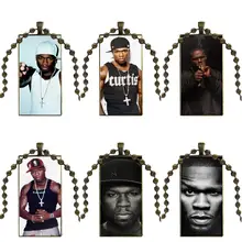 Модный стеклянный подвесной брелок прямоугольное ожерелье колье ожерелье ювелирные изделия для женщин и мужчин вечерние 50 Cent Рэп певица Американский раппер